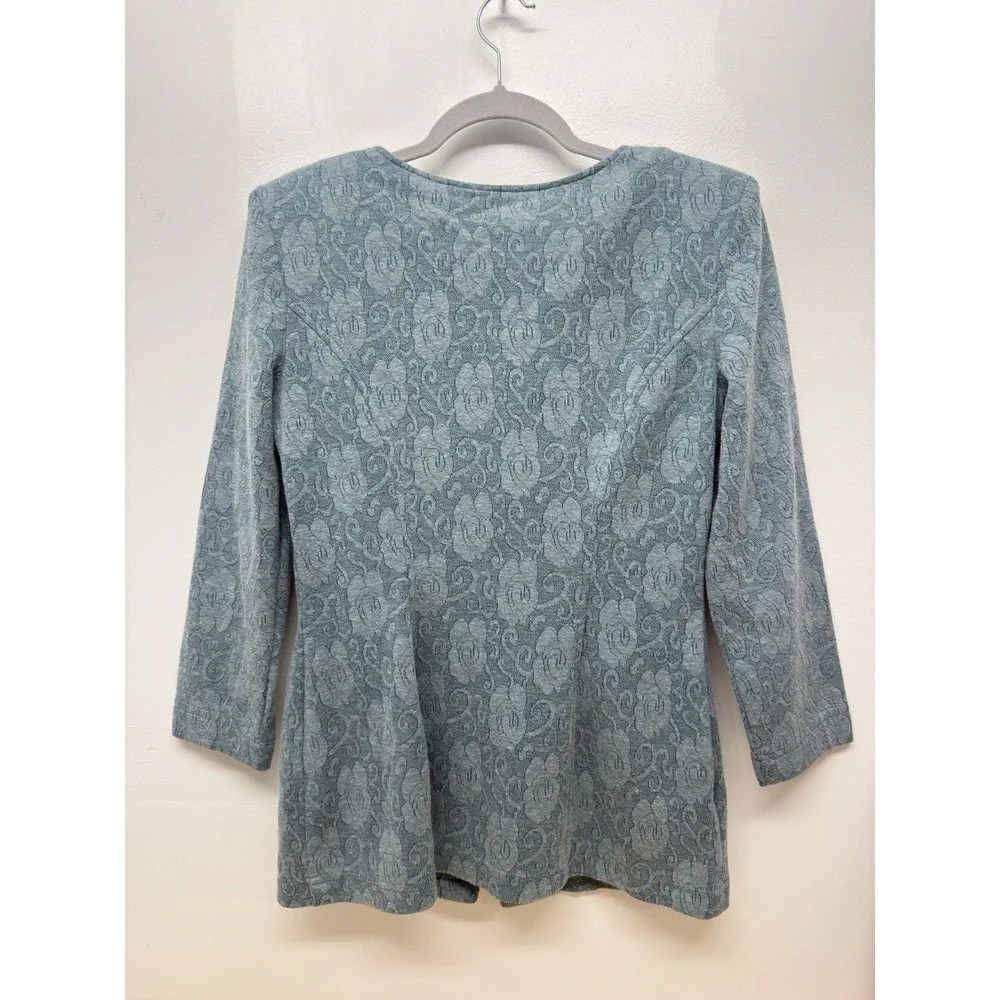 Vintage 80s La Belle Set Sage Green Floral Knit Jacket Size 11 Skirt‎ Size 7 #4